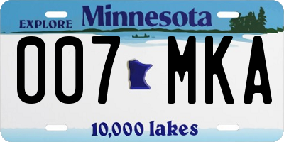 MN license plate 007MKA