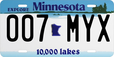 MN license plate 007MYX