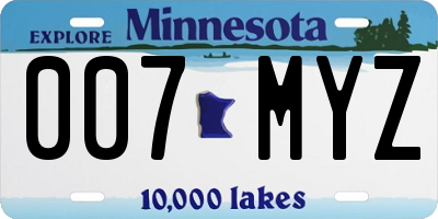 MN license plate 007MYZ