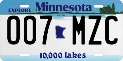 MN license plate 007MZC
