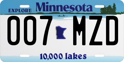MN license plate 007MZD