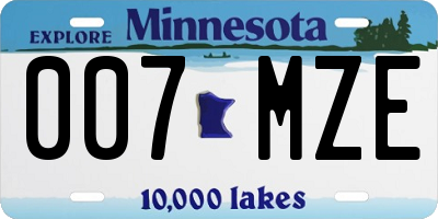 MN license plate 007MZE