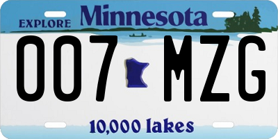 MN license plate 007MZG