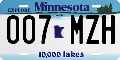 MN license plate 007MZH
