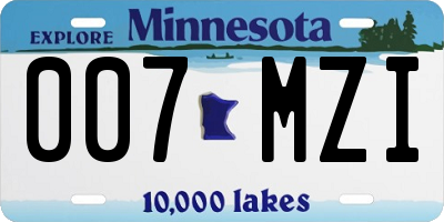 MN license plate 007MZI