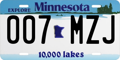 MN license plate 007MZJ