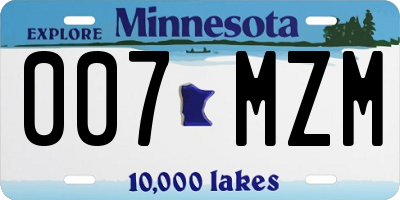 MN license plate 007MZM