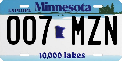 MN license plate 007MZN