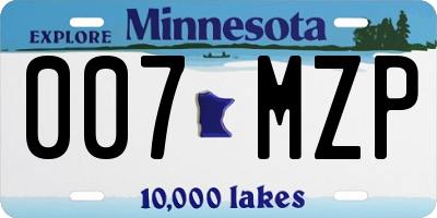 MN license plate 007MZP