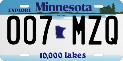 MN license plate 007MZQ