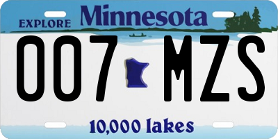 MN license plate 007MZS