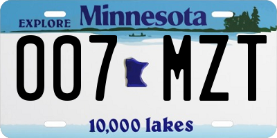 MN license plate 007MZT
