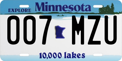 MN license plate 007MZU
