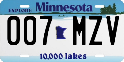 MN license plate 007MZV