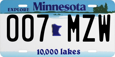 MN license plate 007MZW