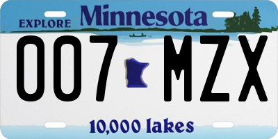 MN license plate 007MZX