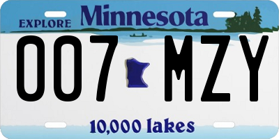 MN license plate 007MZY
