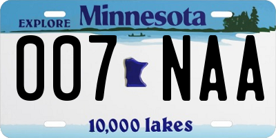 MN license plate 007NAA