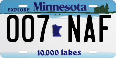MN license plate 007NAF