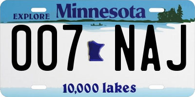 MN license plate 007NAJ