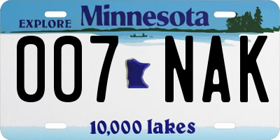 MN license plate 007NAK