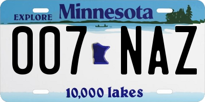 MN license plate 007NAZ