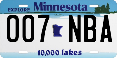 MN license plate 007NBA