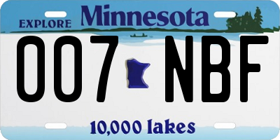 MN license plate 007NBF