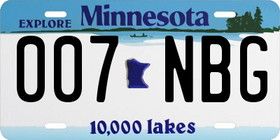 MN license plate 007NBG