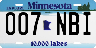 MN license plate 007NBI