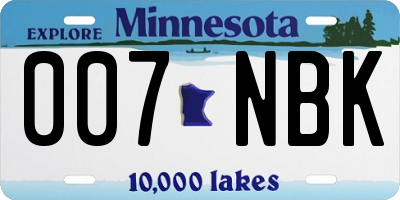 MN license plate 007NBK