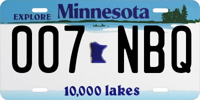 MN license plate 007NBQ