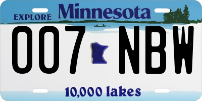 MN license plate 007NBW