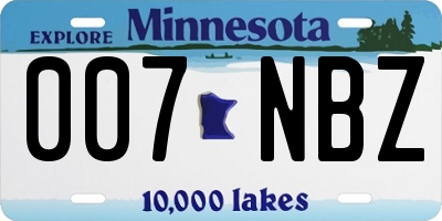 MN license plate 007NBZ