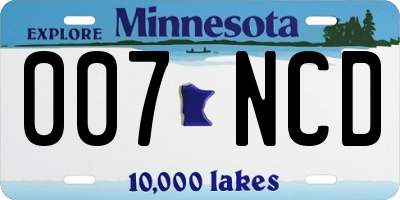 MN license plate 007NCD