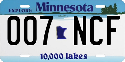 MN license plate 007NCF