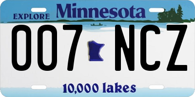 MN license plate 007NCZ