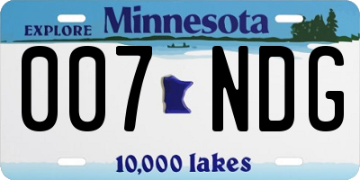 MN license plate 007NDG