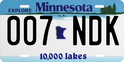 MN license plate 007NDK