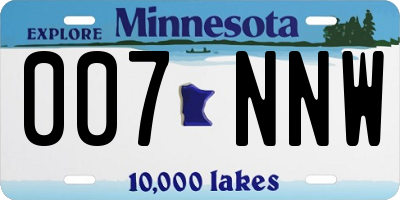 MN license plate 007NNW