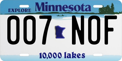 MN license plate 007NOF