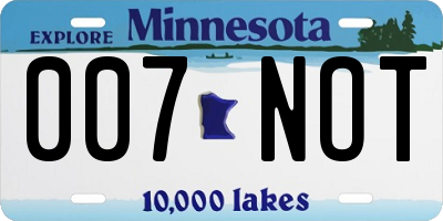 MN license plate 007NOT