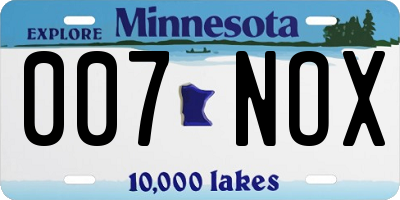 MN license plate 007NOX