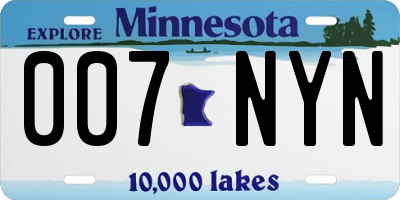 MN license plate 007NYN