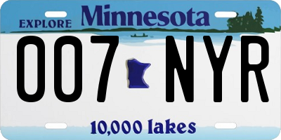 MN license plate 007NYR