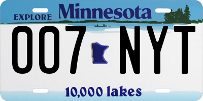 MN license plate 007NYT