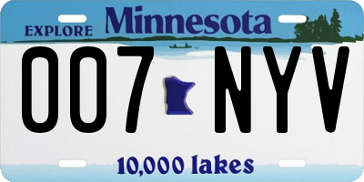 MN license plate 007NYV