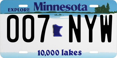 MN license plate 007NYW
