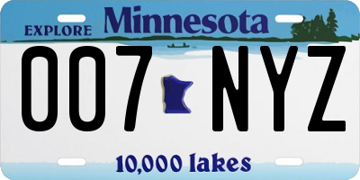 MN license plate 007NYZ