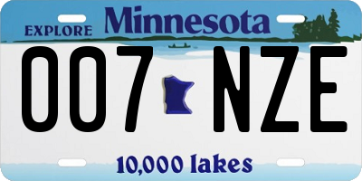 MN license plate 007NZE